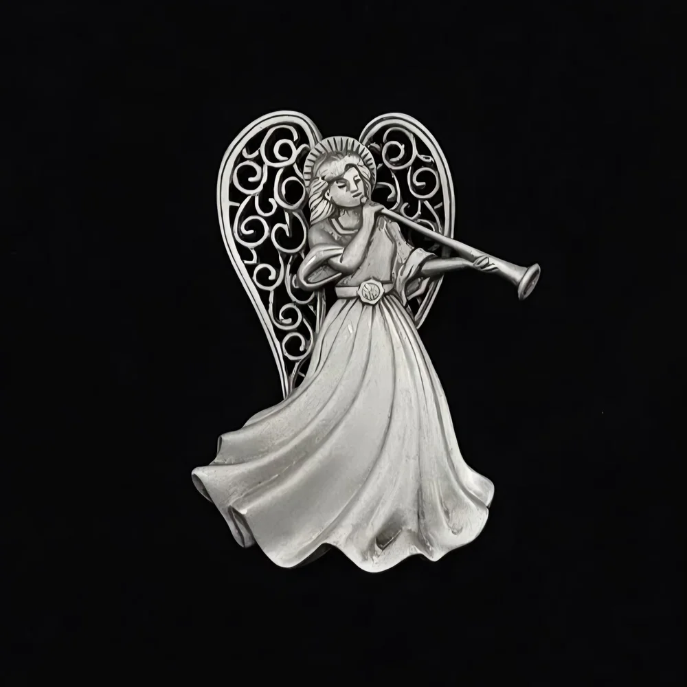 J.J. Jonette Graceful Angelic Pewter Brooch